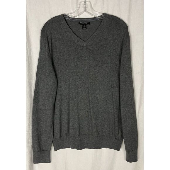 Mens Banana Republic Luxury Blend Silk Knit Lightweight Sweater‎ Gray Size L - Picture 1 of 4
